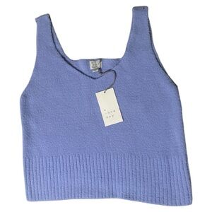 A New Day Blue Ribbed Crop Tank Top